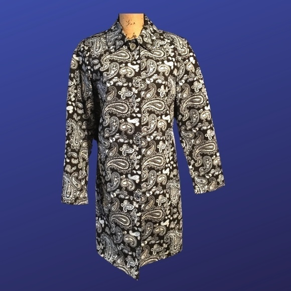 MICHAEL KORS Lightweight Rain Coat, BLUE PAISLEY, Women’s Size Medium, NWOT